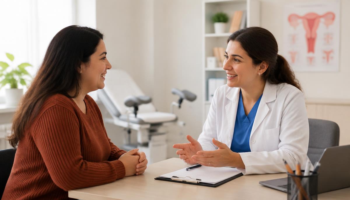 Paciente conversa con un profesional durante una consulta preconcepcional