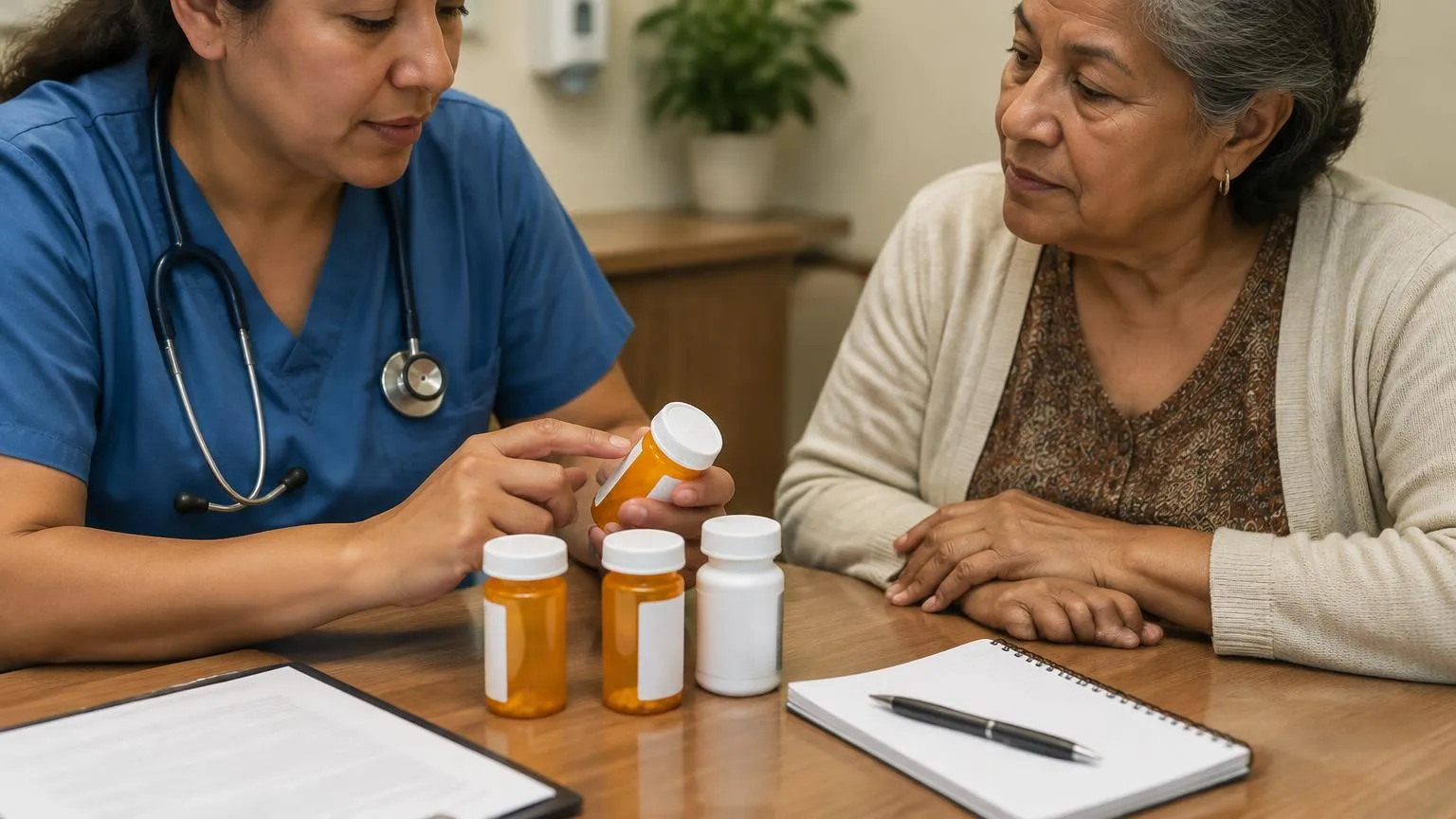Profesional de salud revisando medicamentos y alergias antes de considerar un suero intravenoso